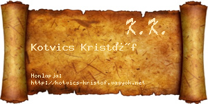 Kotvics Kristóf névjegykártya