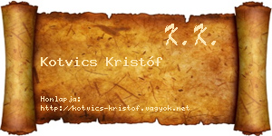 Kotvics Kristóf névjegykártya